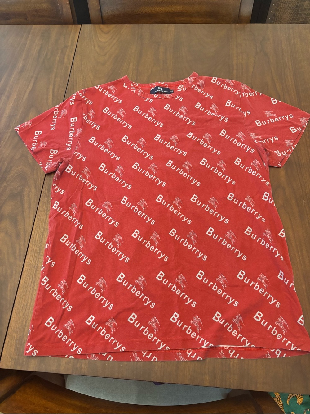 Red Logo Print T Shirt 4XL Equestrian Knight All Over Cotton Tee